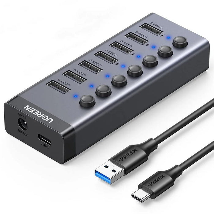 UGREEN CM481 USB 3.0 Splitter Docking Station 7-Port USB Hub Adapter with Extension Cable (CN Plug) - 1