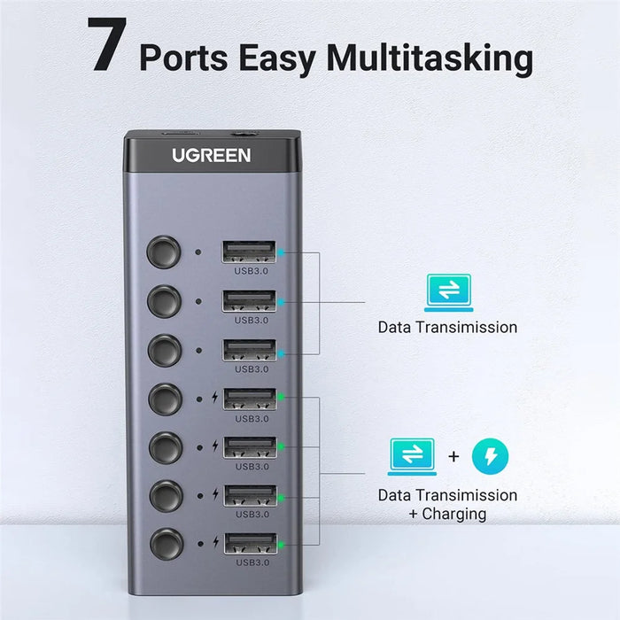 UGREEN CM481 USB 3.0 Splitter Docking Station 7-Port USB Hub Adapter with Extension Cable (CN Plug) - 5