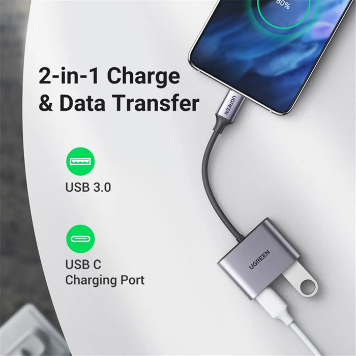UGREEN USB-C Hub Type-C Male to PD 60W+USB 3.0 Female Adapter 5Gbps Data Transfer Converter for MacBook Laptops - 4