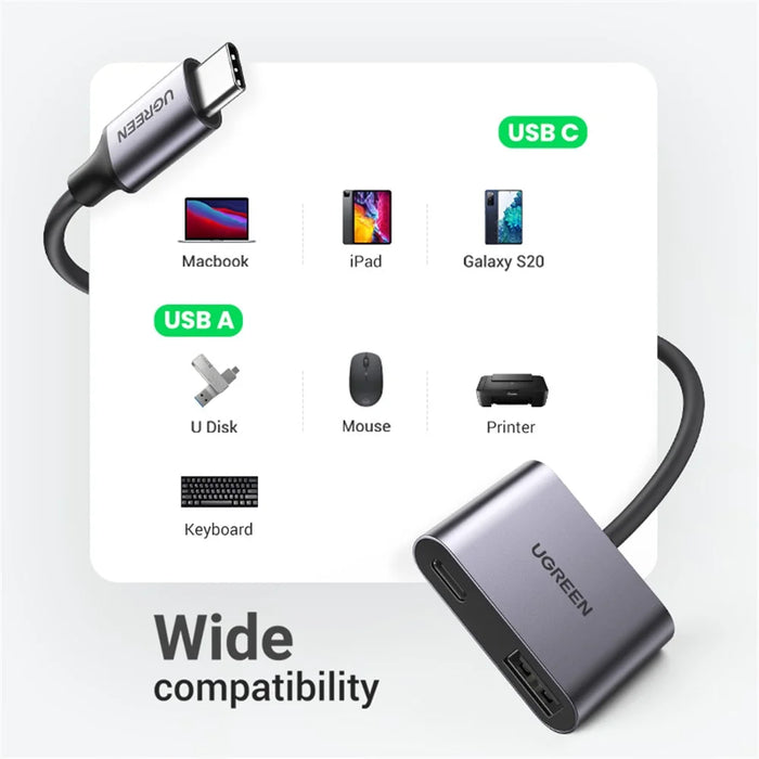 UGREEN USB-C Hub Type-C Male to PD 60W+USB 3.0 Female Adapter 5Gbps Data Transfer Converter for MacBook Laptops - 7