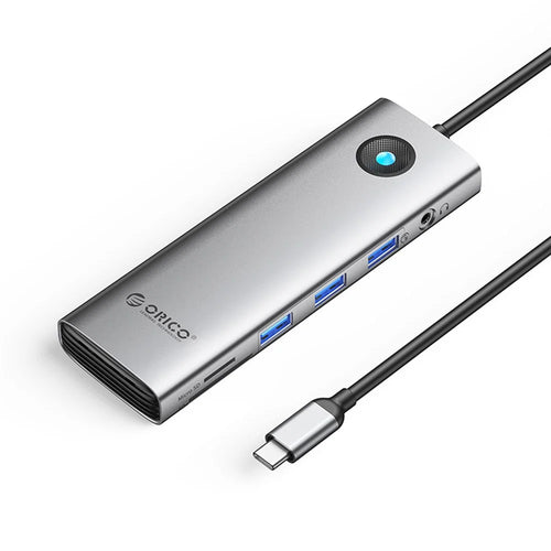 ORICO PW11-10P 10 in 1 Docking Station HD+VGA+SD / TF+3.5mm Audio PD 100W Charging Multifunctional Type-C Hub - Dark Grey - 1