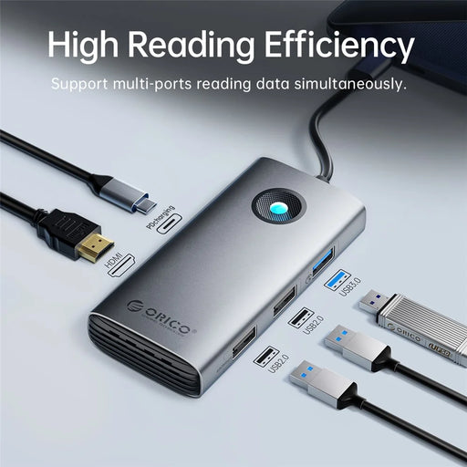 ORICO PW11-5P 5 in 1 Docking Station 4K Video PD 60W Charging Multifunctional Type-C Hub - Dark Grey - 2