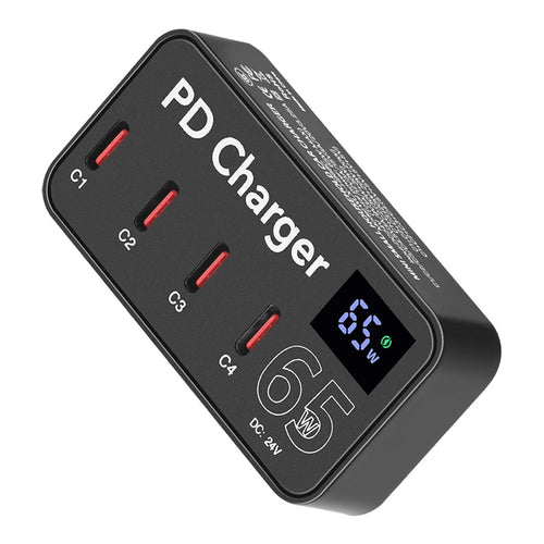 H988C Digital Display 4-Port USB C Charger PD Fast Charger Desktop Charging Station (CE Certified) - EU Plug - 1