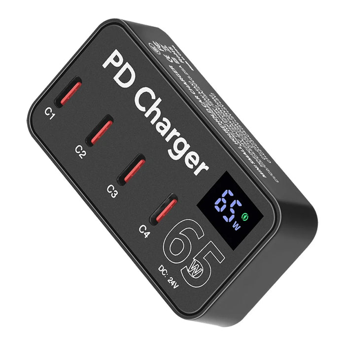 H988C Digital Display 4-Port USB C Charger PD Fast Charger Desktop Charging Station (CE Certified) - EU Plug - 1