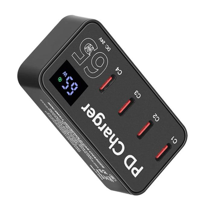H988C Digital Display 4-Port USB C Charger PD Fast Charger Desktop Charging Station (CE Certified) - EU Plug - 2