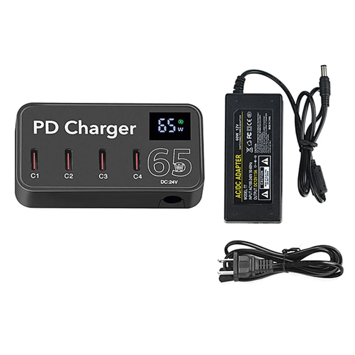 H988C Digital Display 4-Port USB C Charger PD Fast Charger Desktop Charging Station (CE Certified) - EU Plug - 7