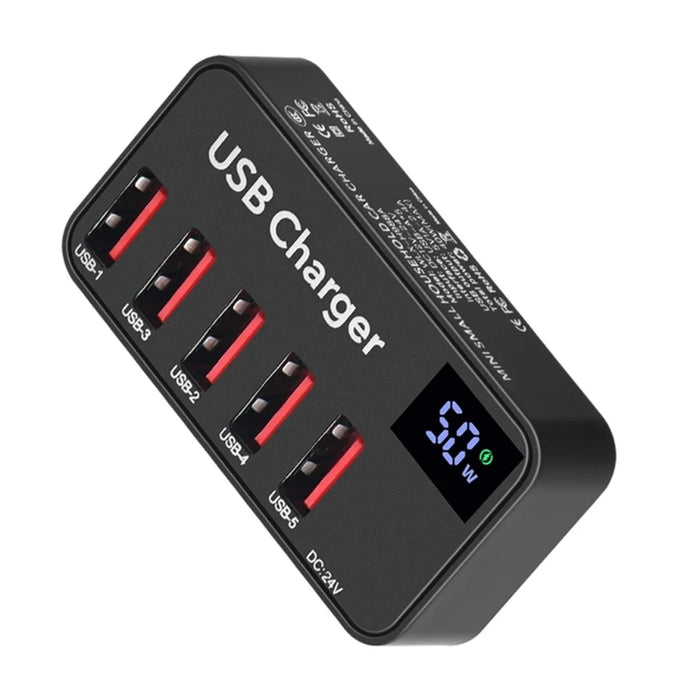 H988A 50W Smart Digital Display 5 Ports USB Charger Phone Tablet Charging Station (CE Certified) - AU Plug - 2