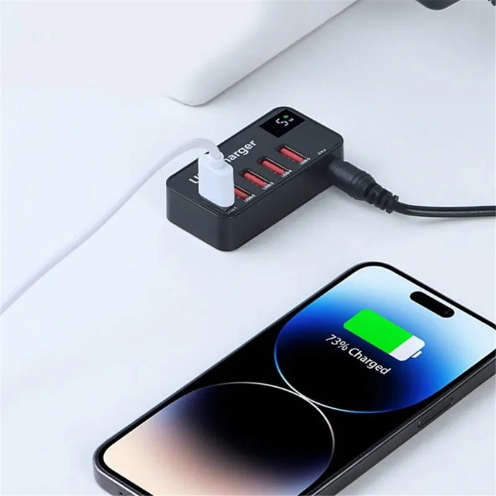 H988A 50W Smart Digital Display 5 Ports USB Charger Phone Tablet Charging Station (CE Certified) - AU Plug - 4