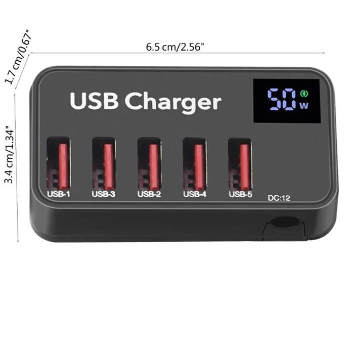 H988A 50W Smart Digital Display 5 Ports USB Charger Phone Tablet Charging Station (CE Certified) - AU Plug - 7