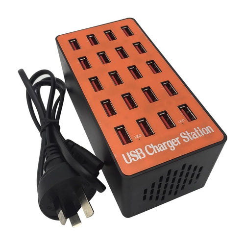 A5 80W 20 USB Ports Desktop Charger PC+ABS Phone Tablet Fast Charging Station (CE Certified) - AU Plug - 1