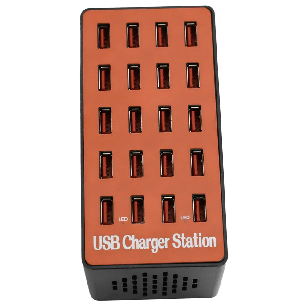 A5 80W 20 USB Ports Desktop Charger PC+ABS Phone Tablet Fast Charging Station (CE Certified) - AU Plug - 5