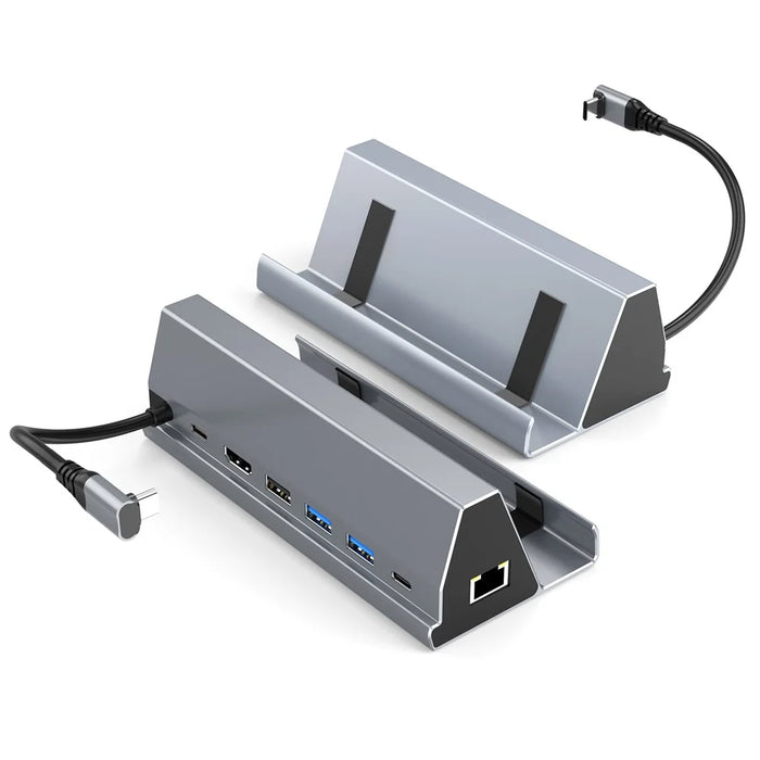 BS107 Type-C to PD+HD+USB3.0*2+USB2.0+USB-C+RJ45 Hub Adapter 7-in-1 Gaming Docking Station for Steam Deck - 1