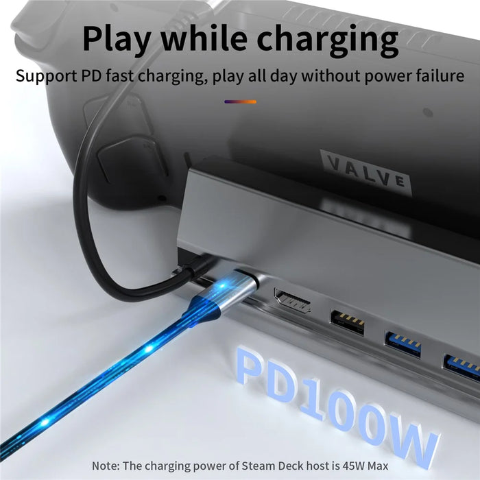 BS107 Type-C to PD+HD+USB3.0*2+USB2.0+USB-C+RJ45 Hub Adapter 7-in-1 Gaming Docking Station for Steam Deck - 4