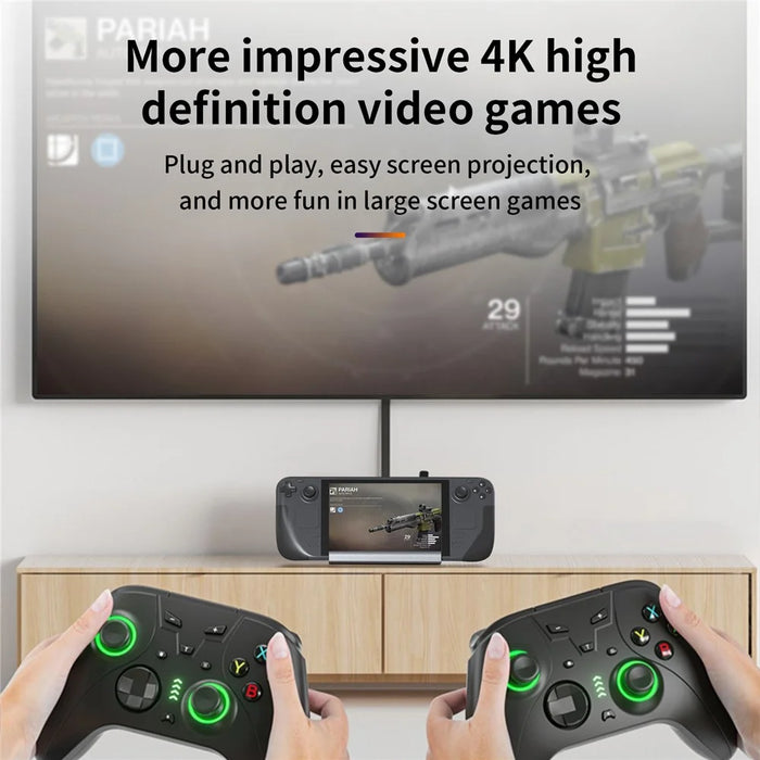 BS107 Type-C to PD+HD+USB3.0*2+USB2.0+USB-C+RJ45 Hub Adapter 7-in-1 Gaming Docking Station for Steam Deck - 5