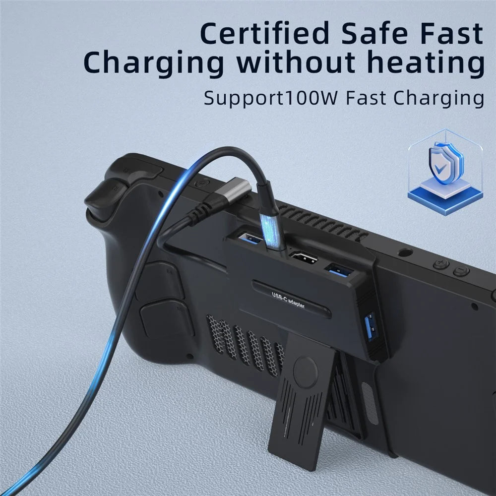 V266 Docking Station Stand for Steam Deck , 5-in-1 Dock Type-C Male to PD+USB3.0+USB2.0*2+HD2.0 - 5