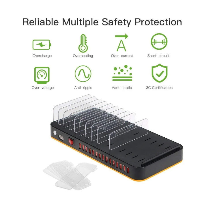 8815 Mobile Phone Tablet Charger 15 Port USB Charging Station 5V 20A 100W High Power Charging Stand (with CE) - UK Plug - 6