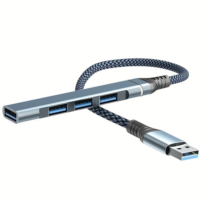 4-in-1 USB to USB2.0x3 + USB3.0 USB Hub Aluminum Alloy Laptop Computer Adapter - 1