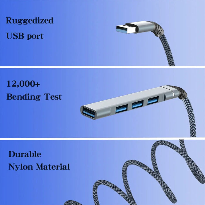 4-in-1 USB to USB2.0x3 + USB3.0 USB Hub Aluminum Alloy Laptop Computer Adapter - 7