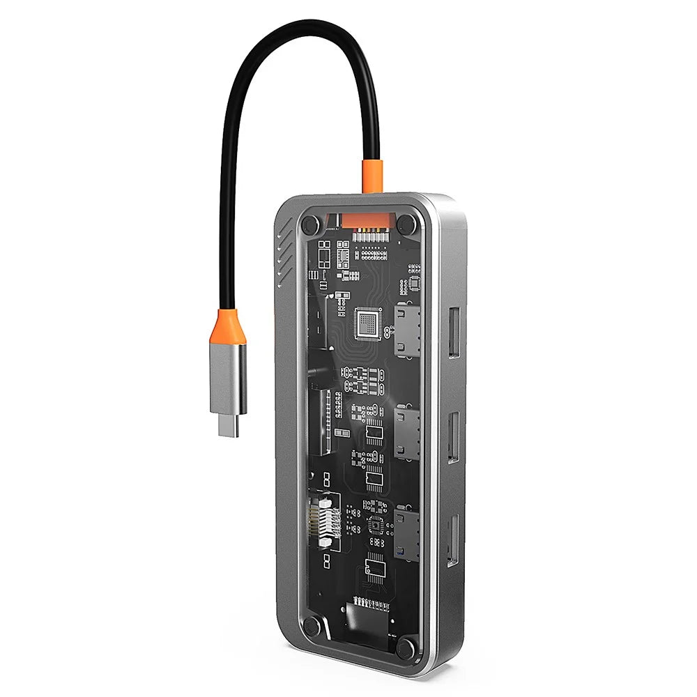 SW10V-Pro 10-in-1 Docking Station Dongle Type-C to PD+HD+USB3.0x3+SD+TFRJ45+VGA+3.5mm Audio Hub - 2
