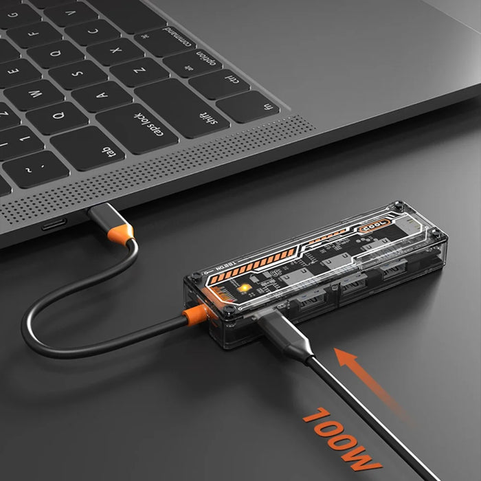 SW5H 5 Ports Type-C Hub Adapter Type-C to Type-C PD Fast Charge+USB 3.0+USB 2.0x2+HD Dock Station Clear Converter - 3