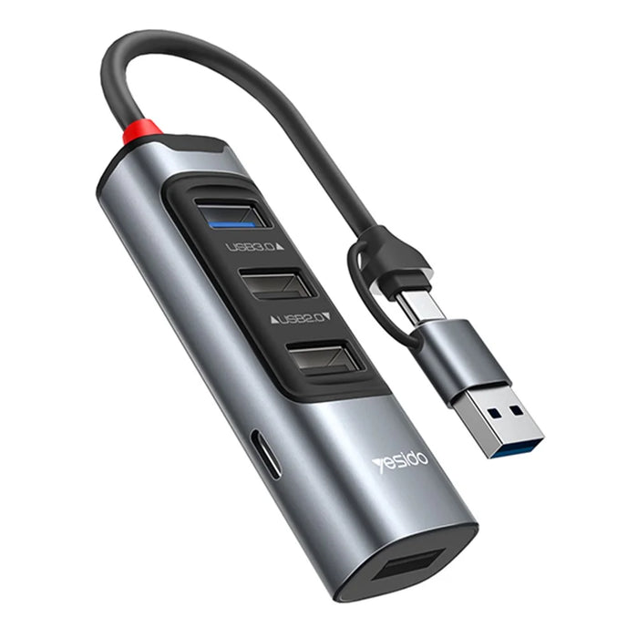 YESIDO HB20 USB + Type C Hub Adapter Converter with USB 3.0 + 3xUSB 2.0 + PD 100W USB-C Ports - 1