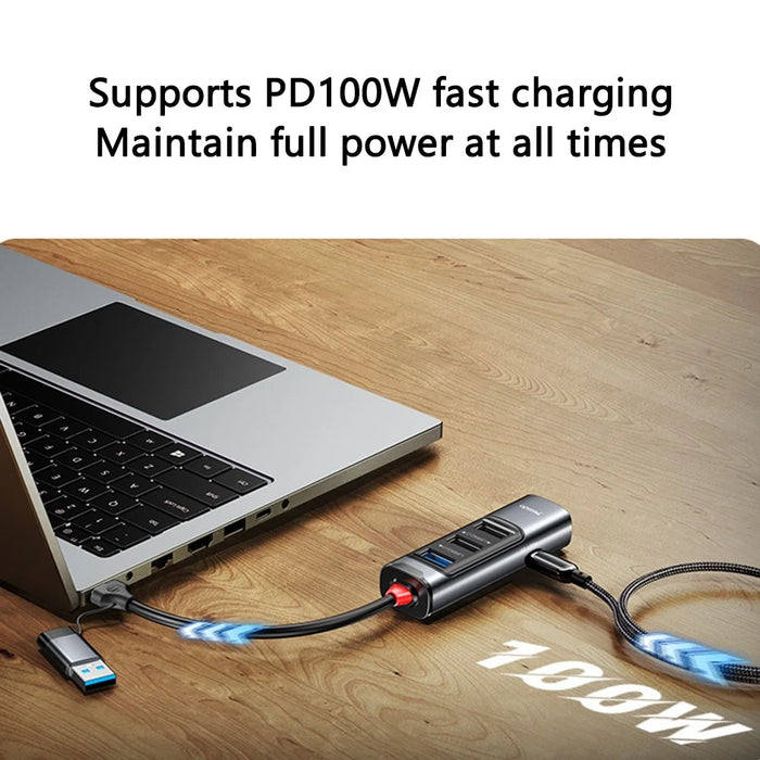 YESIDO HB20 USB + Type C Hub Adapter Converter with USB 3.0 + 3xUSB 2.0 + PD 100W USB-C Ports - 3