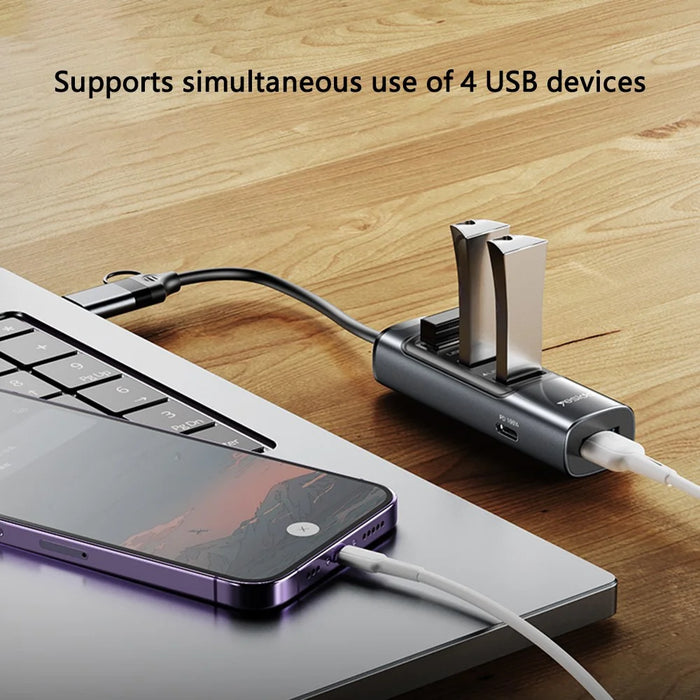 YESIDO HB20 USB + Type C Hub Adapter Converter with USB 3.0 + 3xUSB 2.0 + PD 100W USB-C Ports - 5