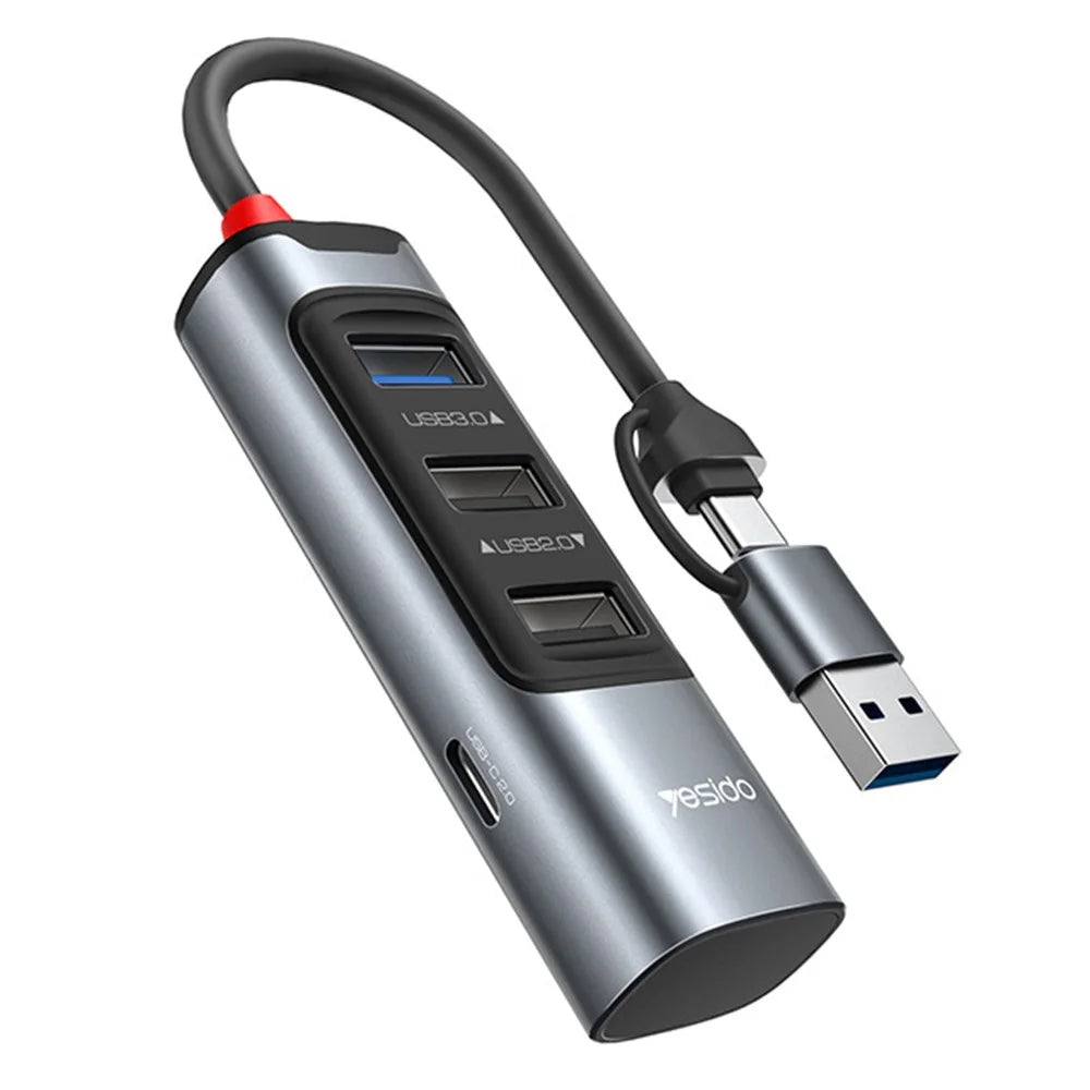 YESIDO HB19 USB + Type C Hub Adapter Converter to USB 3.0 + 2xUSB 2.0 + PD 2.0 USB-C - 1