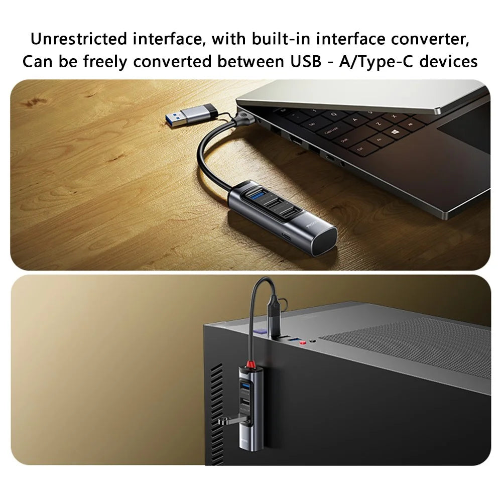 YESIDO HB19 USB + Type C Hub Adapter Converter to USB 3.0 + 2xUSB 2.0 + PD 2.0 USB-C - 5