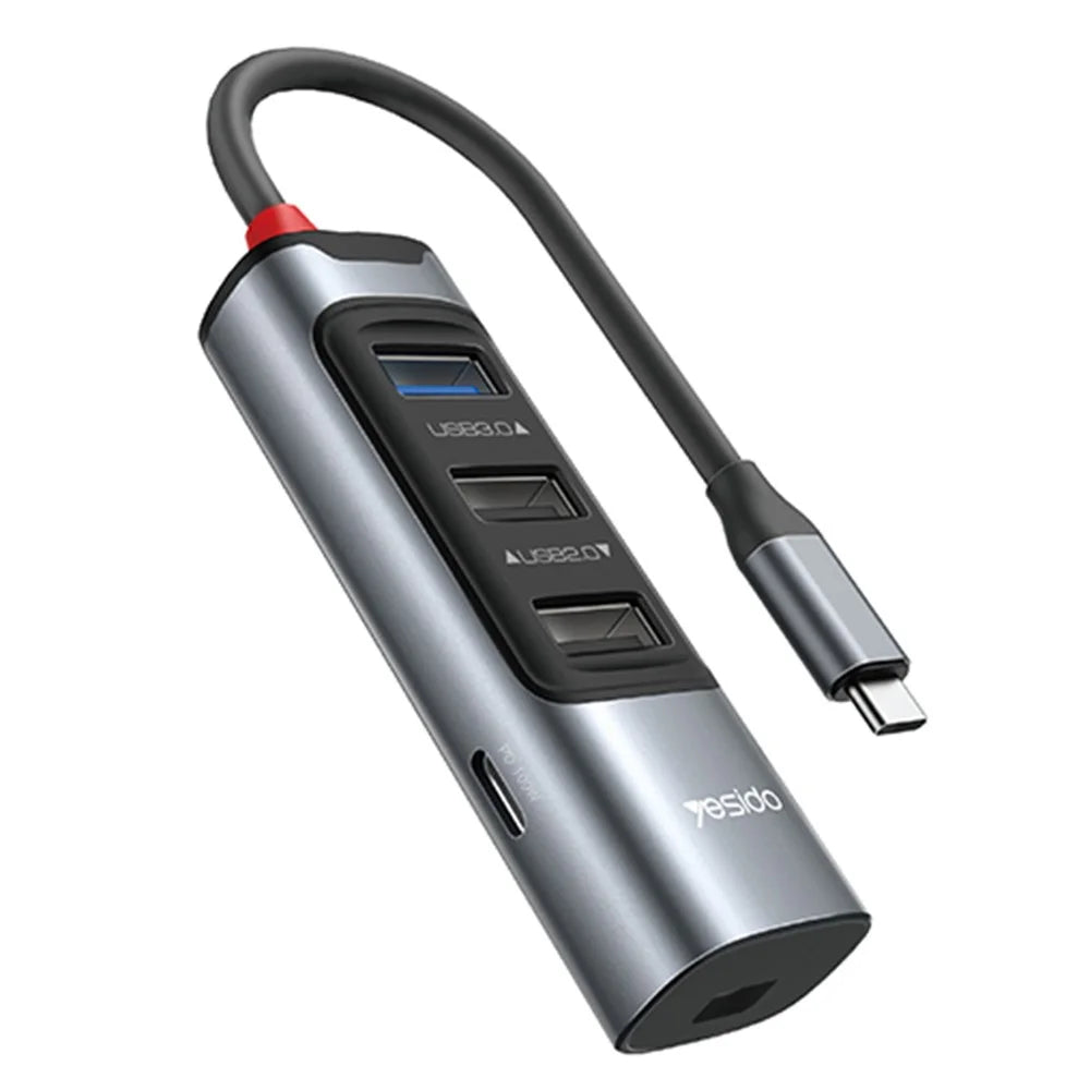 YESIDO HB24 5-in-1 Type-C Docking Station with USB3.0+2 USB2.0+Mini DP+PD 100W Multi Port USB-C Hub Adapter - 1