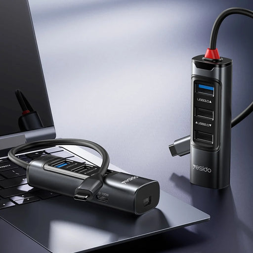 YESIDO HB24 5-in-1 Type-C Docking Station with USB3.0+2 USB2.0+Mini DP+PD 100W Multi Port USB-C Hub Adapter - 2
