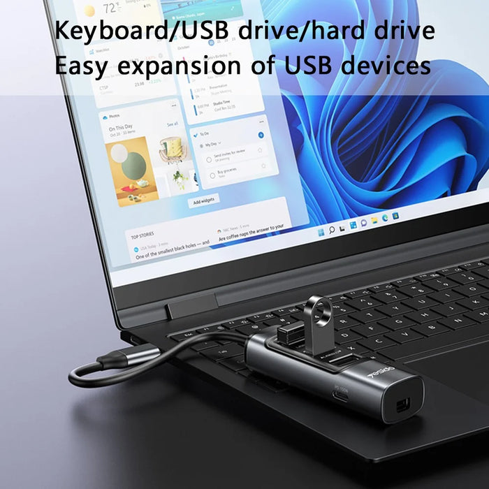 YESIDO HB24 5-in-1 Type-C Docking Station with USB3.0+2 USB2.0+Mini DP+PD 100W Multi Port USB-C Hub Adapter - 3