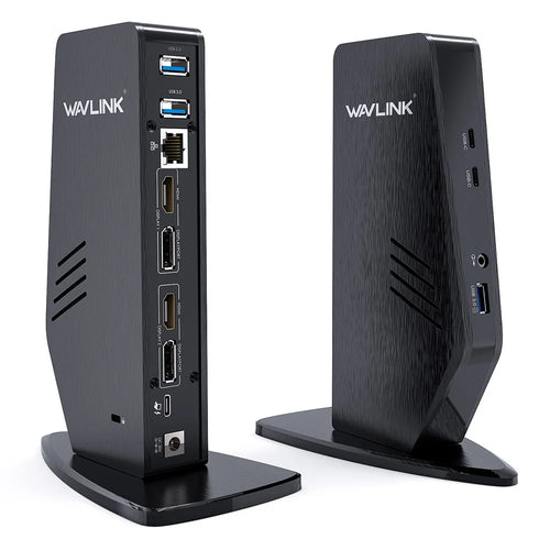 WAVLINK UG69PD5 USB 3.0 and USB-C Dual 4K Display Docking Station with DisplayPort and HD 60Hz Monitor Adapter - US Plug - 1