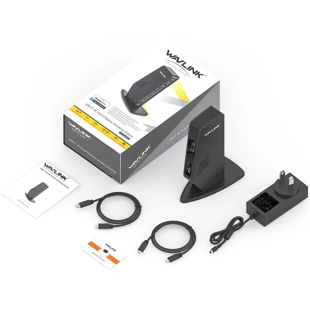 WAVLINK WL-UG69DK5 USB 3.0 Docking Station Laptop Dual 5K / 4K 60Hz Monitor Adapter - US Plug - 7