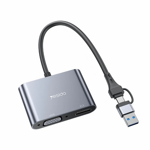 YESIDO HM15 USB / Type-C to VGA + HD Adapter HDTV Dual Monitors Mirroring Adapter - 1
