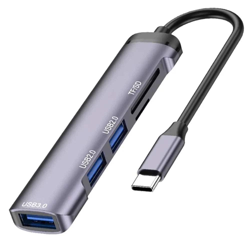 T505 Docking Station Type-C to USB2.0x2 + USB3.0 + TF / SD Slots USB Hub Laptop Phone Adapter - 1