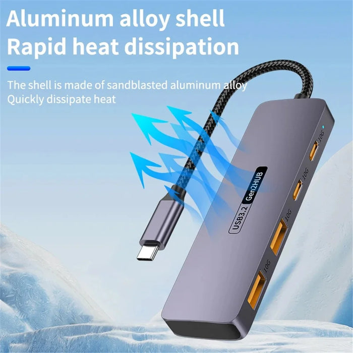 T-508 4-in-1 Type-C Docking Station for Notebook, Tablet, Smartphone Splitter Converter USB 3.2 Hub - 4