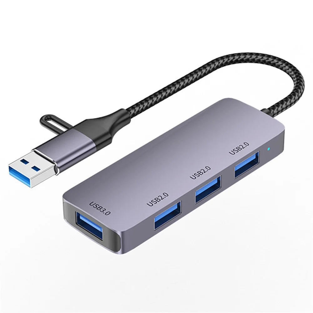 T202 For Lenovo Huawei Xiaomi Laptop Tablet USB+Type-C 3.0 Data Hub to USB 3.0+3xUSB 2.0 Ports - 1
