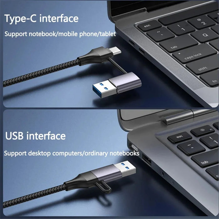 T-32C USB 3.0 + Type-C 4-port Hub Aluminum Alloy Docking Station with 2-in-1 Cable - 3