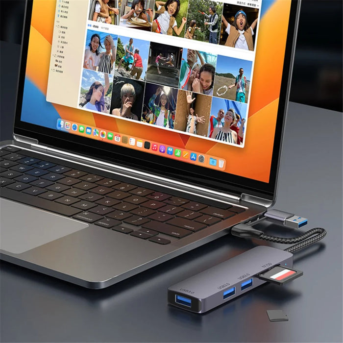 T235 Multi-Port Hub USB+Type-C 3.0 Adapter to 3xUSB 3.0+2xCard Reader Slots - 4