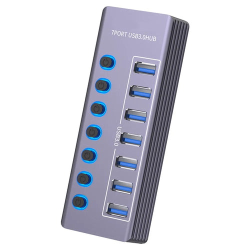 U307 High Speed USB 3.0 Hub 5Gbps Data Transfer Aluminum Alloy 7-Port Splitter - 1