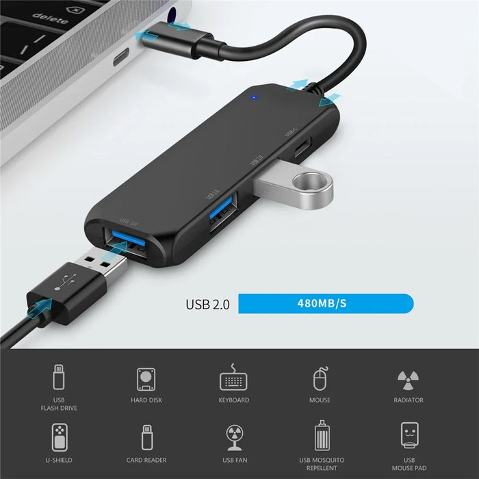 ST31 Laptop Expansion USB Type-C Hub Splitter Multi-Functional Docking Station - 6