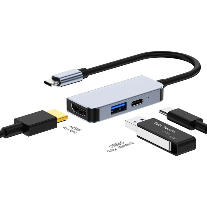 2122 Laptop Expansion Type-C to USB3.0+HD+PD Hub Splitter Multi-Functional Docking Station - 2