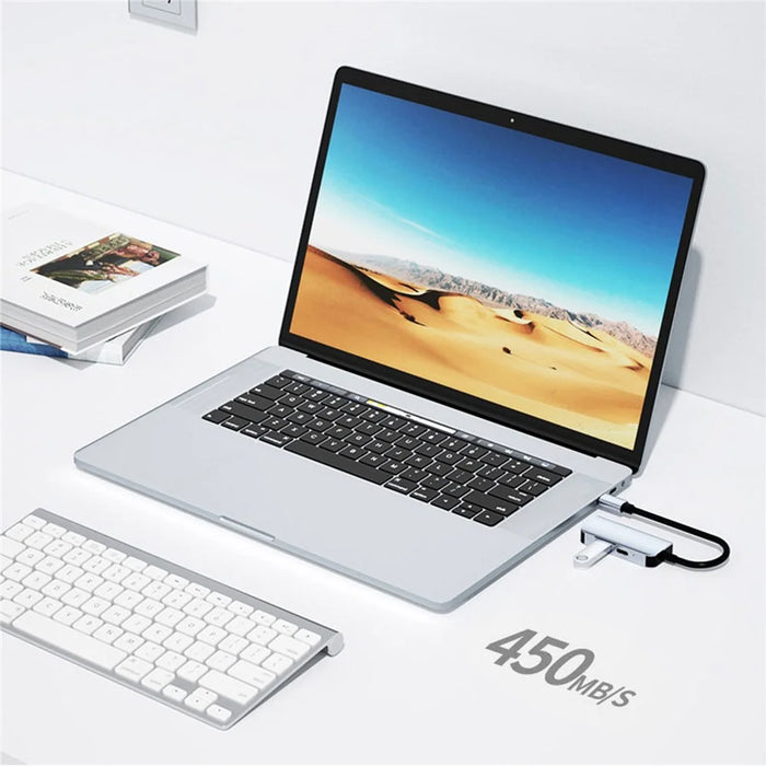 2122 Laptop Expansion Type-C to USB3.0+HD+PD Hub Splitter Multi-Functional Docking Station - 4