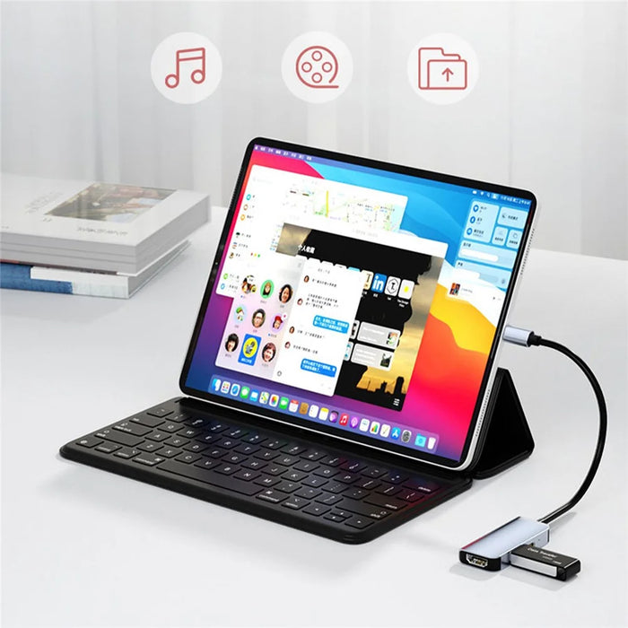 2122 Laptop Expansion Type-C to USB3.0+HD+PD Hub Splitter Multi-Functional Docking Station - 6