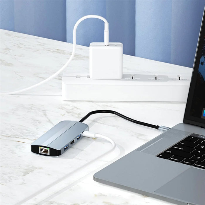 2109 5-in-1 Docking Station Type-C to HDTV+USB3.0 / 2.0+HUB+LAN+PD Adapter - 7