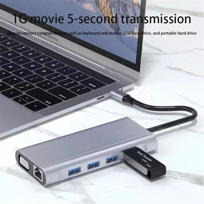 2110 11-in-1 Type-C Docking Station 4K*2K@30Hz Multi-Port Hub USB Data Reading Card Slots Adapter - 3