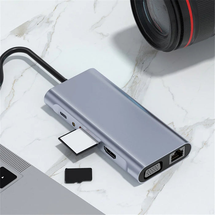 2110 11-in-1 Type-C Docking Station 4K*2K@30Hz Multi-Port Hub USB Data Reading Card Slots Adapter - 7