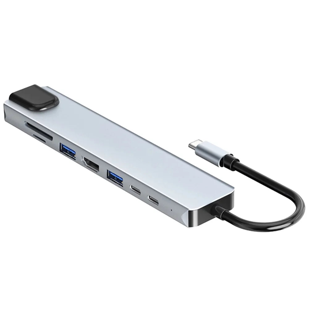 2017L Type-C to Type-Cx2+USB2.0+HD+USB3.0+TF / SD+Network Card 100Mbps USB Hub Laptop Phone Docking Station - 1