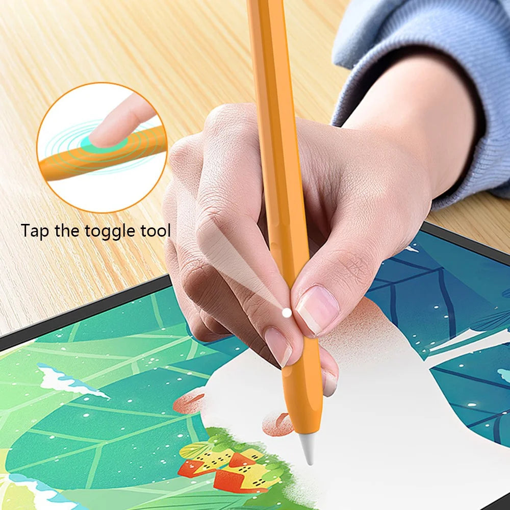 For Apple Pencil Pro Silicone Sleeve Color Splicing Stylus Pen Protective Skin Cover - Orange+Red - 3